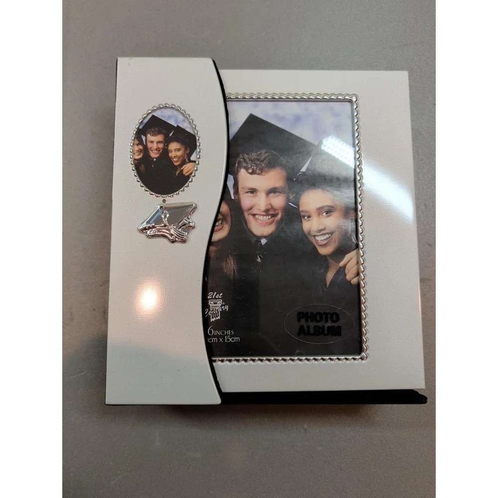 21st Century Giftware Graduation Photo Album & Frame White Silver 48 Photos 4681